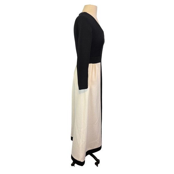 Homemade Vintage 70s Womens Black White Mod Maxi Dress, Double Knit, 38 Bust - Picture 4 of 6